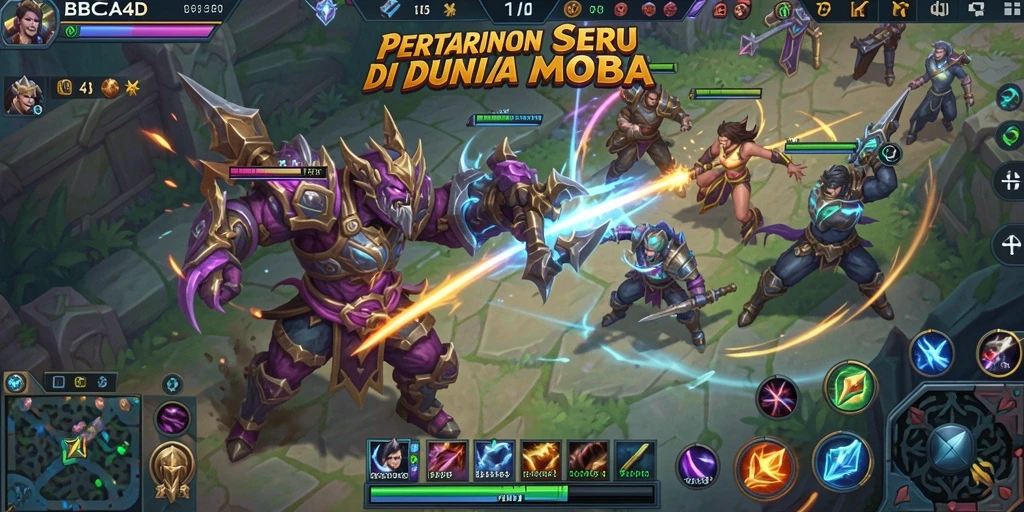 Tampilan gameplay seru dari BBCA4D yang menampilkan pertarungan antar hero.