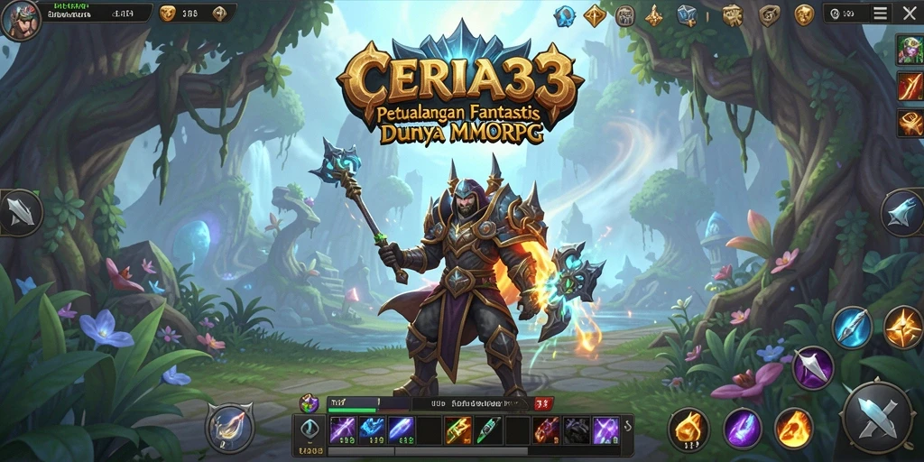 Tampilan gameplay menarik di dunia CERIA33 yang luas dan penuh aksi.
