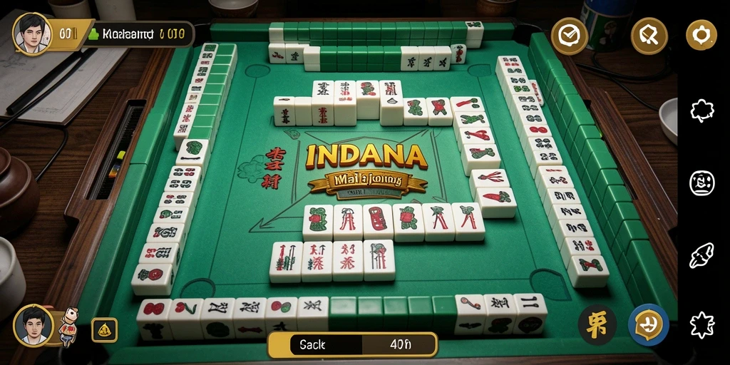 Tampilan gameplay <strong>INDAAA</strong> dengan ubin Mahjong yang menarik.
