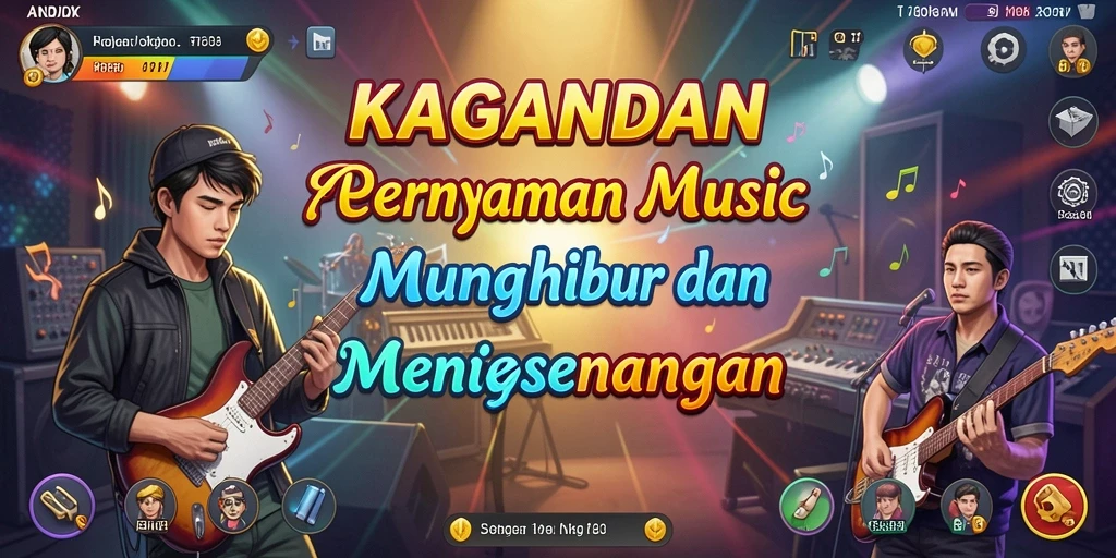 Screenshot gameplay KAGANDAN yang menyenangkan dengan berbagai instrumen musik.