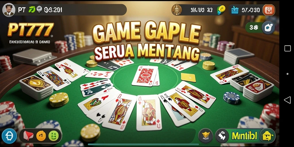 Tampilan gameplay Gaple PT777 yang penuh warna.