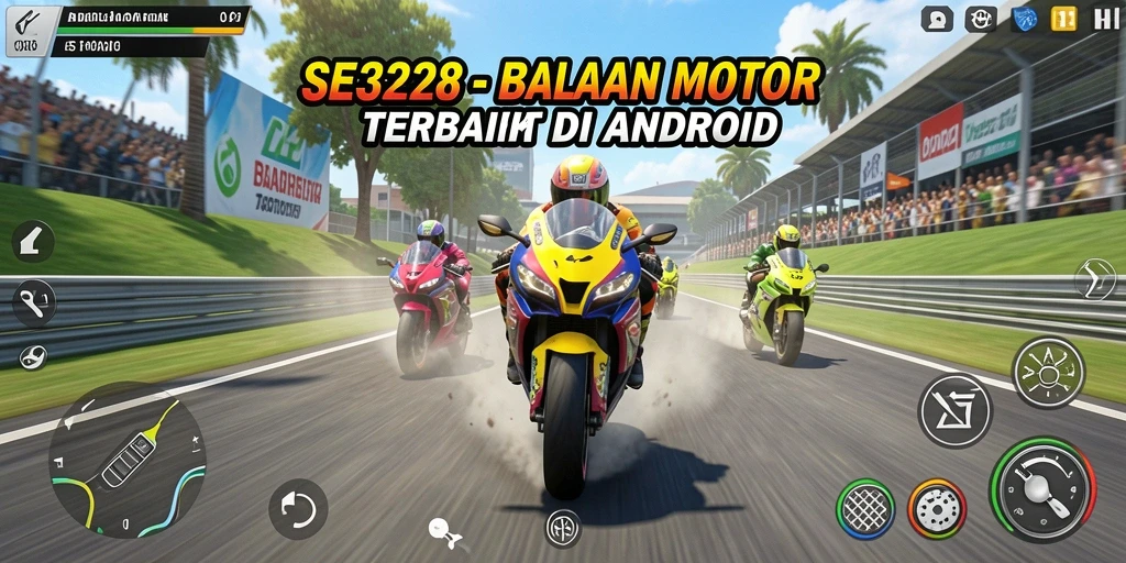 Tampilan gameplay SE328 yang seru dan penuh aksi balapan motor.